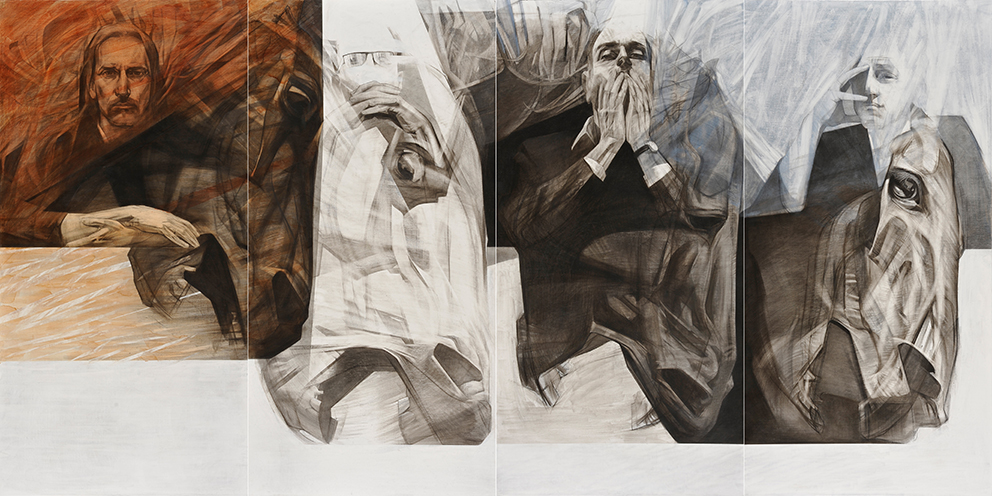 Тетраптих «Вершники апокаліпсиса». 2017. Полотно, вугілля, олія